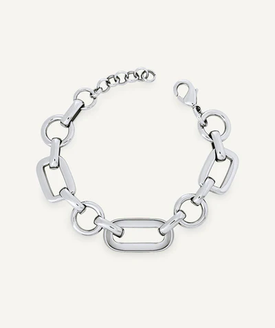 Pulsera de eslabones gruesos en acabado plateado